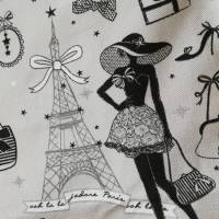Mini StoffBeutel, Stofftasche, Einkaufstasche, Shopper, mit Parismotiven und Silber-Glitzer Bild 4