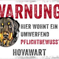 Hundeschild WARNUNG! mit Hovawart, wetterbeständiges Warnschild Bild 1