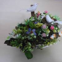 Frühling Ostern kleine Tischdeko - fröhliches Vogelgezwischter - Geschenkidee auch zum Muttertag Bild 4