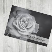 Danksagungskarten Rose, Danke Karten mit Umschlag, Karten mit Rose Motiv, Danke nach Beerdigung Bild 1