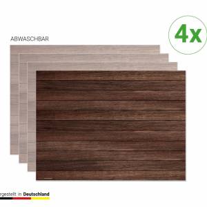 Tischsets I Platzsets abwaschbar - Braune Holzbretter - aus Premium Vinyl - 4 Stück - 44 x 32cm - Tischdekoration - Made Bild 1