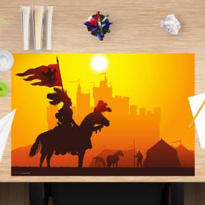Schreibtischunterlage "Ritter im Sonnenuntergang" 60 x 40 cm – Schreibunterlage für Kinder aus erstklassigem Pre Bild 1