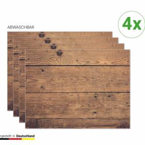 Tischsets I Platzsets abwaschbar - Holzoptik braun - aus Premium Vinyl - 4 Stück - 44 x 32 cm - rutschfeste Tischdekorat Bild 1