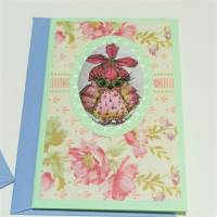 Eulen Mini Karten romantisch Blüten im Umschlag süße Klappkarte Wohndeko vintage pastell Bild 3