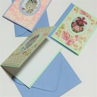 Eulen Mini Karten romantisch Blüten im Umschlag süße Klappkarte Wohndeko vintage pastell Bild 5