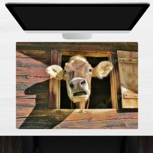Schreibtischunterlage – Neugierige Kuh – 70 x 50 cm – Schreibunterlage aus erstklassigem Premium Vinyl – Made in Germany Bild 1
