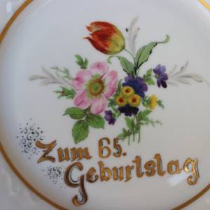 Vintage Teller 65. Geburtstag Handbemalt Crawinkel Thüringen DDR Bild 3