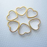 6x Verbindungsringe " Herz" aus Edelstahl für Ohrringe, Makramee, Armbänder etc. golden Bild 1