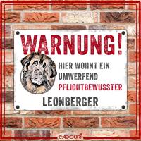 Hundeschild WARNUNG! mit Leonberger, wetterbeständiges Warnschild Bild 2