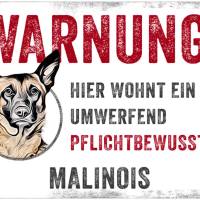 Hundeschild WARNUNG! mit Malinois, wetterbeständiges Warnschild Bild 1
