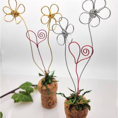 Blumenwiese mit Herz Weinkorken Sektkorken Upcycling Farbauswahl