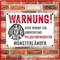 Hundeschild WARNUNG! mit Münsterländer, wetterbeständiges Warnschild Bild 2