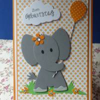Geburtstagskarte,Kinderkarte,Elefant Bild 1