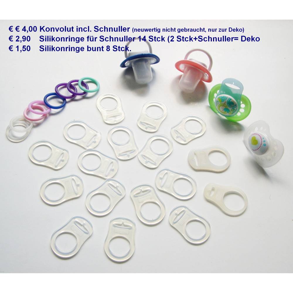 Silikon-Ring Adapter, Schnuller-Ring, Schnullerhalter, silikonring für Schnuller ohne Griff Bild 1