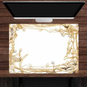Schreibtischunterlage – Goldschmuck mit Diamanten Rahmen – 70 x 50 cm – Schreibunterlage aus erstklassigem Premium Vinyl Bild 1