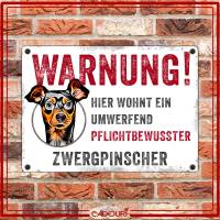 Hundeschild WARNUNG! mit Zwergpinscher, wetterbeständiges Warnschild Bild 2
