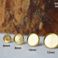 Mini Ohrstecker Aventurin Gold, Edelstein, 8mm, kleine Ohrringe, rund, hellgrün, grün, Aventurin, Minimalistisch Bild 8