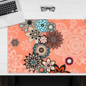 Schreibtischunterlage – Mandala mit Blüten – 60 x 40 cm – Schreibunterlage für Kinder aus erstklassigem Premium Vinyl – Bild 1