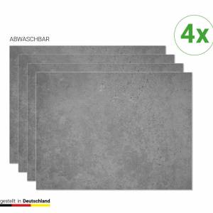 Tischsets I Platzsets abwaschbar - Betonoptik dunkel - aus Premium Vinyl - 4 Stück - 44 x 32 cm - rutschfeste Tischdekor Bild 1