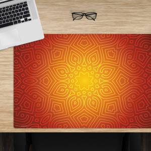 Schreibtischunterlage – Mandala rot-gelb – 60 x 40 cm – Schreibunterlage für Kinder aus erstklassigem Premium Vinyl – Ma Bild 1