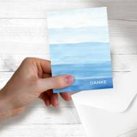 Danksagungskarten Meer 2, Danke Karten mit Umschlag, Karten mit aquarellem Meer Motiv, Danke nach Beerdigung Bild 6