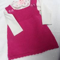 Babykleid, handgestrickt, Gr. 68, Pink Bild 2