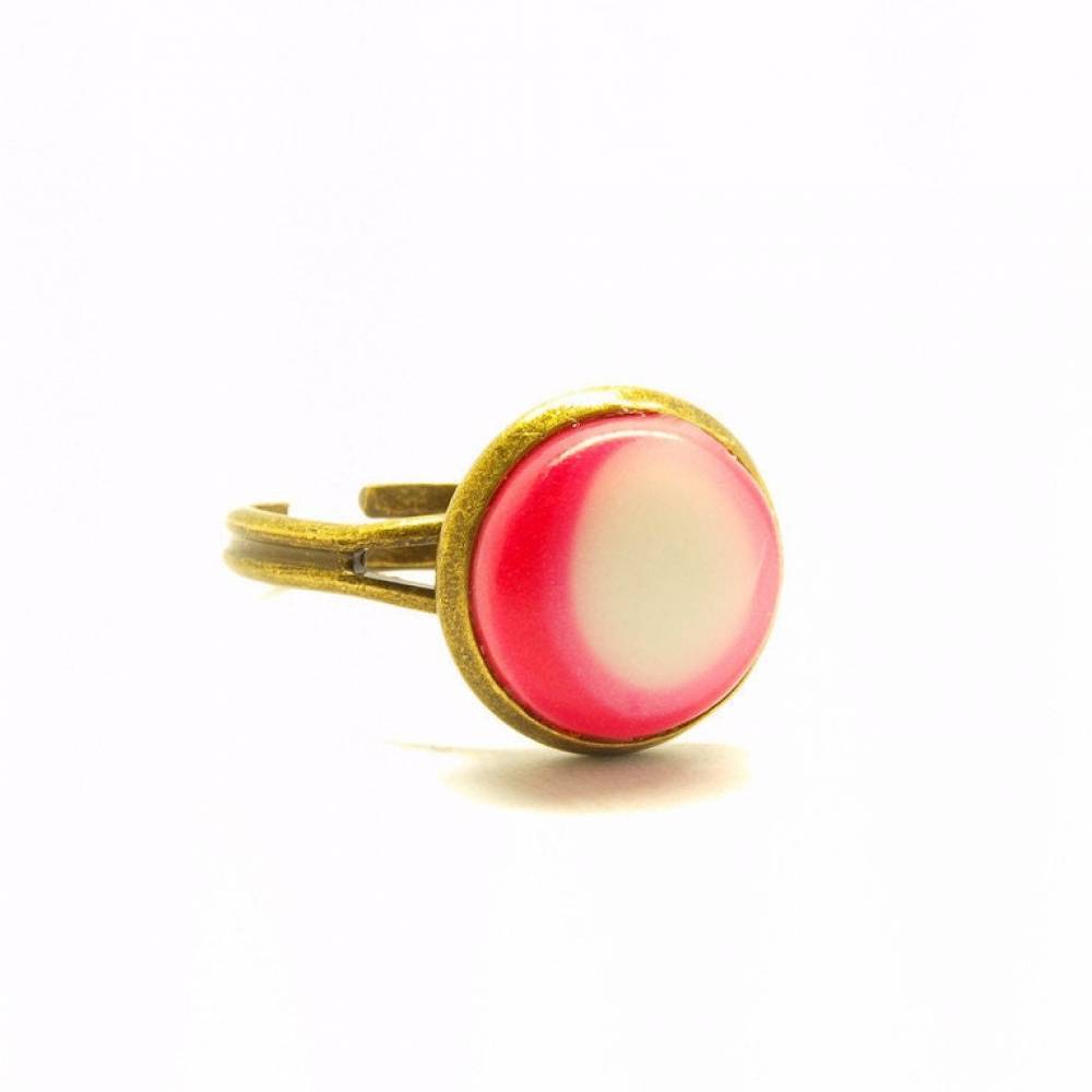 Ring nach Wahl Rosa Cabochon Fimo Polymer Clay vintage bronze weiß pink