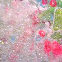 BLÜTENHERZ MIT VERGISSMEINNICHT - romantisches Blumenbild mit Glitter 20cmx20cm Bild 6