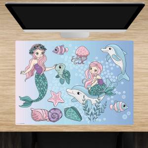Schreibtischunterlage – Meerjungfrauen unter Wasser – 70 x 50 cm – Schreibunterlage aus erstklassigem Premium Vinyl – Ma Bild 1