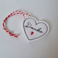 Herz-Anhänger DANKE in weiß mit rotem Herzchen - von he-ART by helen hesse Bild 3