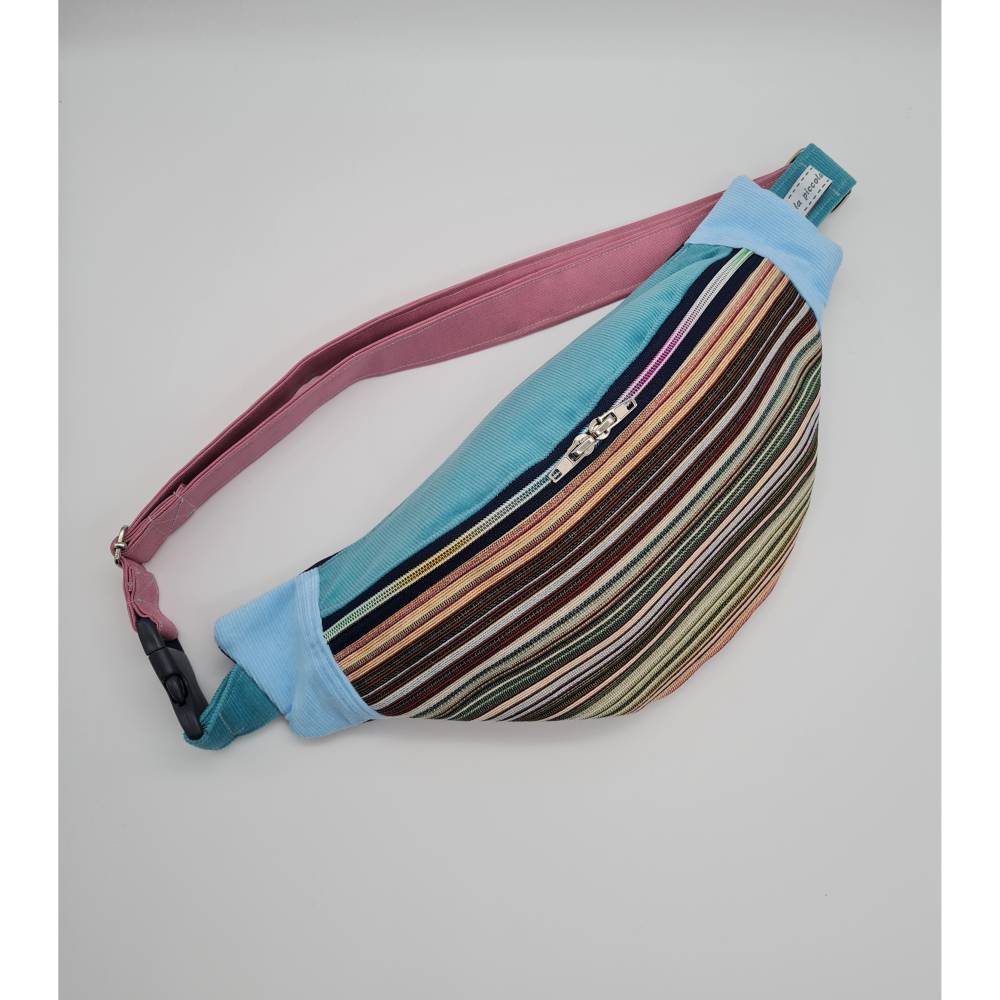 Bunte Bauchtasche mit Regenbogen Reißverschluss, tragbar auch als Crossbag, la piccola Antonella Bild 1