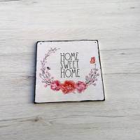 Holzschild Home Sweet Home mit Blumenranke Landhaus, Shabby Chic, Holzschild, Dekoration, Willkommen Bild 1