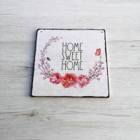 Holzschild Home Sweet Home mit Blumenranke Landhaus, Shabby Chic, Holzschild, Dekoration, Willkommen Bild 2