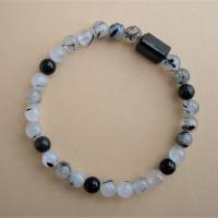 Turmalinquarz Armband mit schwarzem Turmalin Schörl Naturkristall auf Elastikband in 17 cm und 18 cm Länge Bild 1