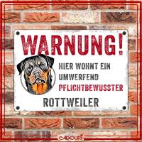 Hundeschild WARNUNG! mit Rottweiler, wetterbeständiges Warnschild Bild 2
