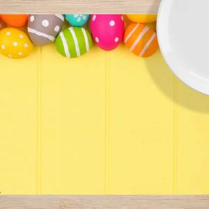Tischset - Platzset für Ostern "Bunte Ostereier auf gelbem Hintergrund" 12 Stück 44x32 cm Tischdekoration aus Pa Bild 2