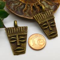 2 Messing- oder Bronze Anhänger aus Ghana - Maske - handgemachte afrikanische Anhänger Bild 2