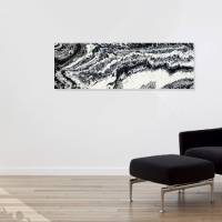 Acrylbild abstrakt schwarz und weiß, moderne zeitlose Kunst, minimalist kleines Bild 60 cm x 20 cm by ilonka Bild 3