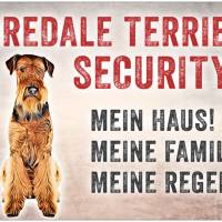 Hundeschild AIREDALE TERRIER SECURITY, wetterbeständiges Warnschild Bild 1