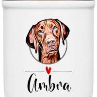 Keramik Leckerlidose VIZSLA mit Hunde-Silhouette - personalisiert mit Name Bild 1