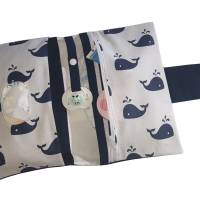Windeltasche *Wale* Wickeltasche mit Feuchttüchertasche,Reißverschlusstasche,Schnullerband, personaliesierbar Bild 2