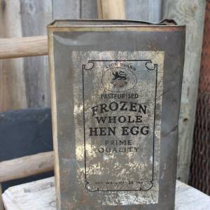 uralter Blechkanister Blech Kanister "Frozen Whole Hen Egg " 30er 40er Jahre USA Bild 3