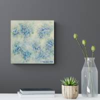 FLORAL BLUE - abstraktes Leinwandbild auf 3,5cm dickem Galeriekeilrahmen 30cmx30cm, mit irisierendem Glitter Bild 2