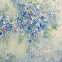 FLORAL BLUE - abstraktes Leinwandbild auf 3,5cm dickem Galeriekeilrahmen 30cmx30cm, mit irisierendem Glitter Bild 9