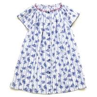 Hemdblusenkleid, 110/116, blau weiß geblümt, kurzärmlig, Upcycling Sommerkleid Bild 2