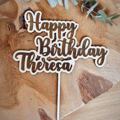 Cake Topper Happy Birthday personalisiert / Kuchendeko mit Namen zum Geburtstag