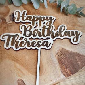 Cake Topper Happy Birthday personalisiert / Kuchendeko mit Namen zum Geburtstag Bild 2