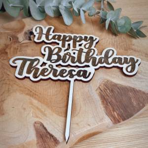 Cake Topper Happy Birthday personalisiert / Kuchendeko mit Namen zum Geburtstag Bild 3
