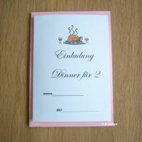 Einladung, Klappkarte mit Kuvert, "Dinner für 2", Geschenk, Gutscheingeschenk, Geburtstag,Hochzeitstag,Postkarte Bild 1