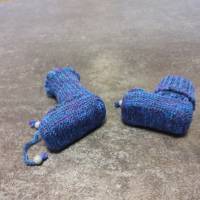 Baby-Strickschuhe blau melliert 9 cm Bild 2